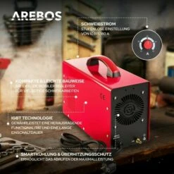 AREBOS TIG WIG Schweißgerät Inverter IGBT Elektrodenschweißgerät Schweissgerät - Rot -Elektroschweißen Verkäufe 2022 10328608 3
