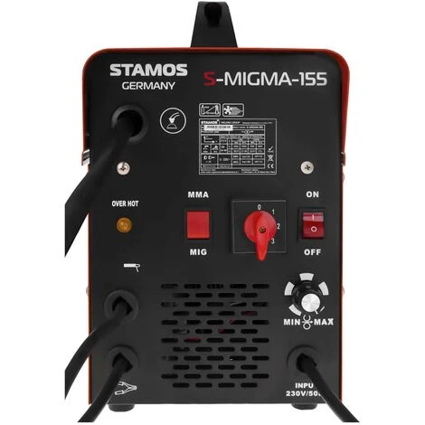 STAMOS Schweissgerät Kombi Mig Mag 155 Ampere Schutzgas MMA FCAW Schweißgerät 230 V - Rot, Silbern 2 STAMOS Schweissgerät Kombi Mig Mag 155 Ampere Schutzgas MMA FCAW Schweißgerät 230 V - Rot, Silbern – Bild 2
