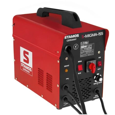 STAMOS Schweissgerät Kombi Mig Mag 155 Ampere Schutzgas MMA FCAW Schweißgerät 230 V - Rot, Silbern 3 STAMOS Schweissgerät Kombi Mig Mag 155 Ampere Schutzgas MMA FCAW Schweißgerät 230 V - Rot, Silbern – Bild 3