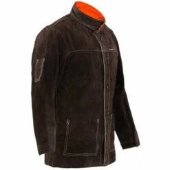 Schweißerjacke Schweiß Jacke "XXL" Echtes RindsLEDer Gr Xxl LEDer Stamos - Dunkelkhaki, Neon-Orange