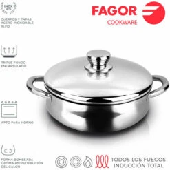 Silverinox-Edelstahl 18/10 Fagor-Pfanne ø24x5,5cm