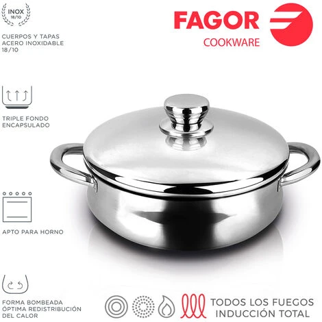 Silverinox-Edelstahl 18/10 Fagor-Pfanne ø24x5,5cm 1 Silverinox-Edelstahl 18/10 Fagor-Pfanne ø24x5,5cm