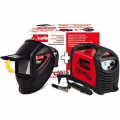 TELWIN Force 125 Elektrodenschweißgerät Inverter DC 10 - 80 A Im Set Mit Schweißhelm, Elektrodenhalter Und Masseanschlussgarnitur